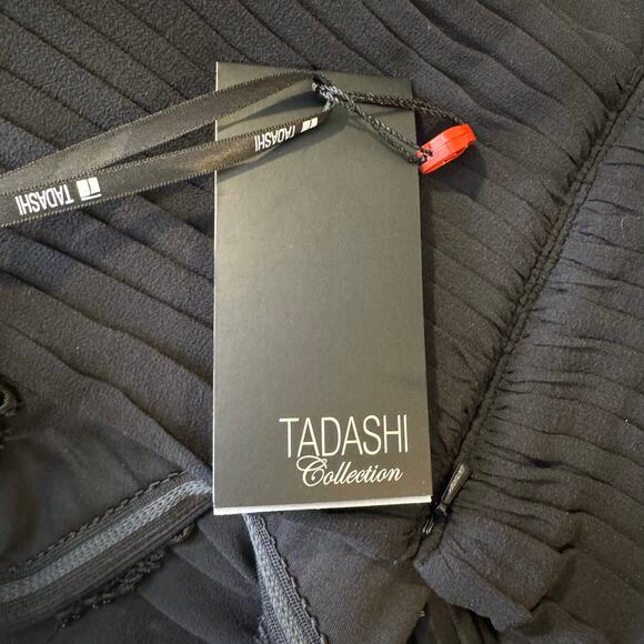 Tadashi Collection Size 14  Black 100% Silk Beaded Chiffon Evening Gown - Picture 10 of 12